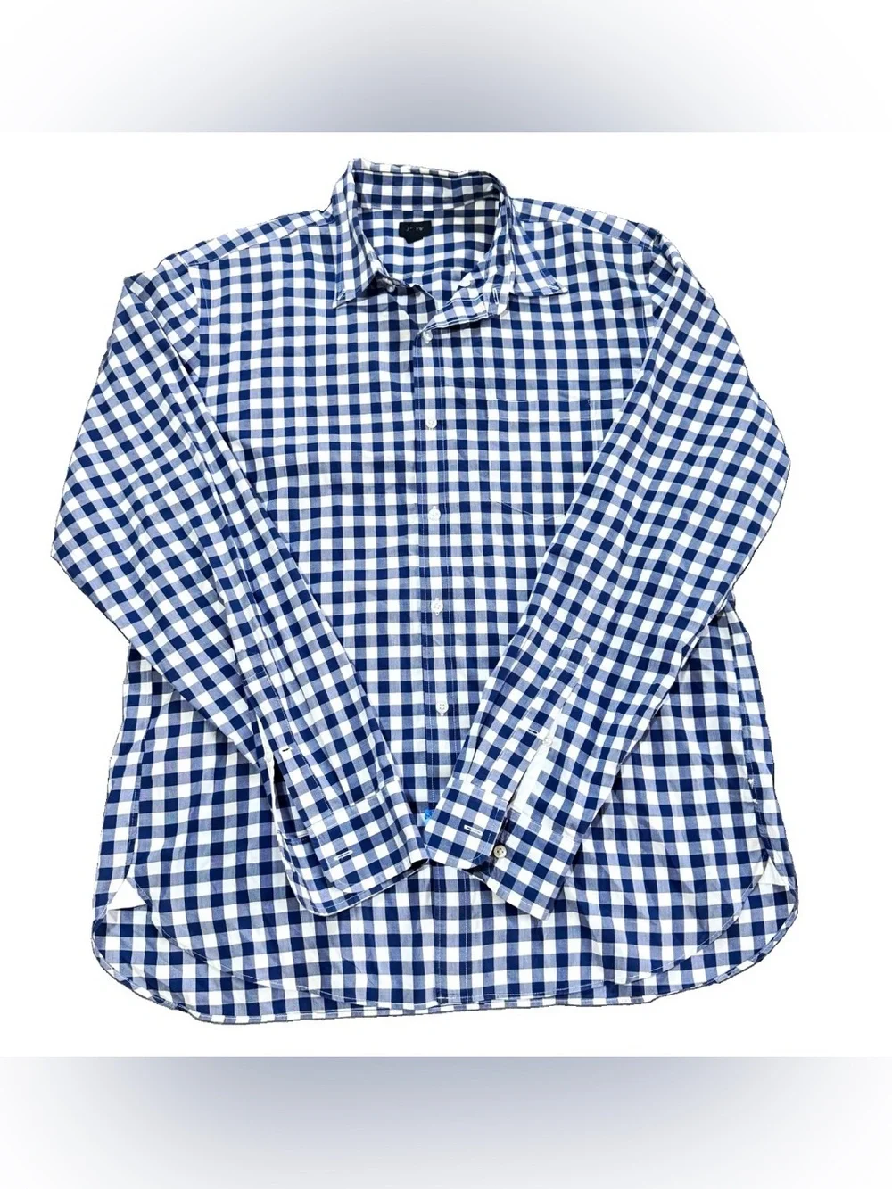 J.Crew Men’s Large Blue White Gingham Check Long Sleeve Shirt